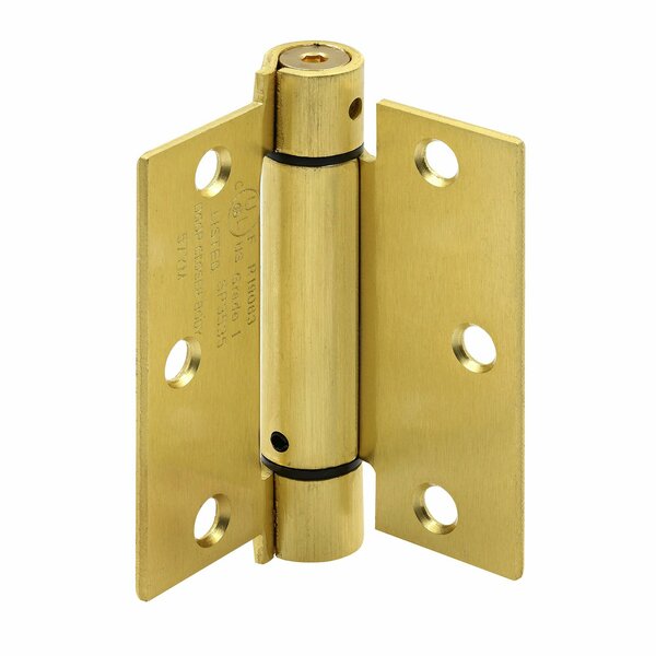 Prime-Line Door Hinge Commercial UL Adjust Self-Close, 3-1/2 in. with Sq. Corners, Satin Brass 3 Pack U 1158263